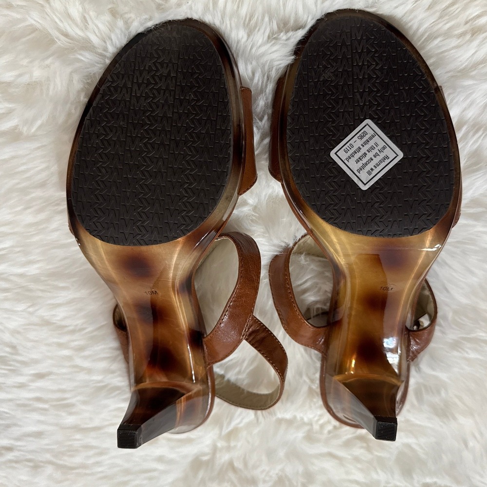 Michael Kors Animal Print Heel Brown Leather Quiet Luxury Sandals 10M - Picture 8 of 8